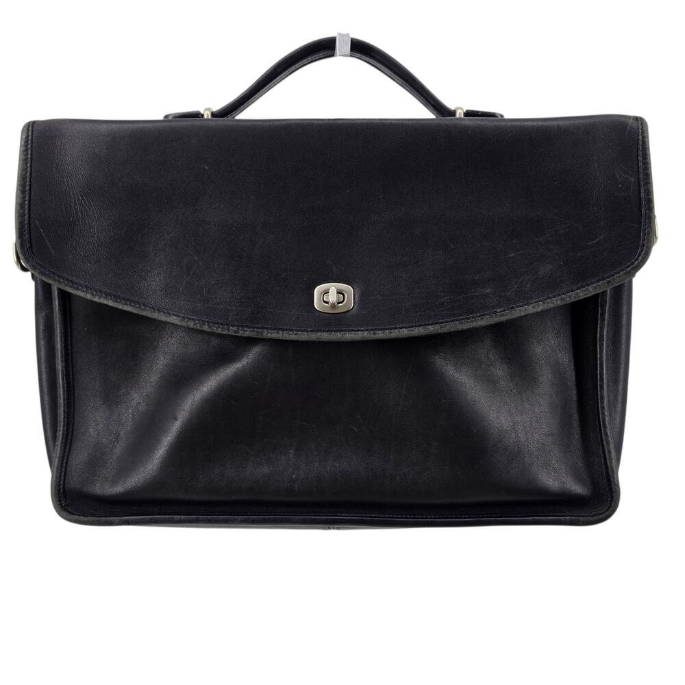 Vintage 2002 Coach Black Leather 5265 Lexington Top Handle Messenger Briefcase